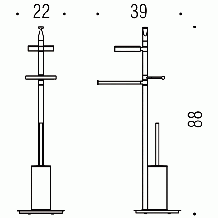 B9833 Стойка напольная (ёршик, полотенцедержатель, мыльница, держатель ТБ) COLOMBO PLANETS Colombo Design - Вид №2