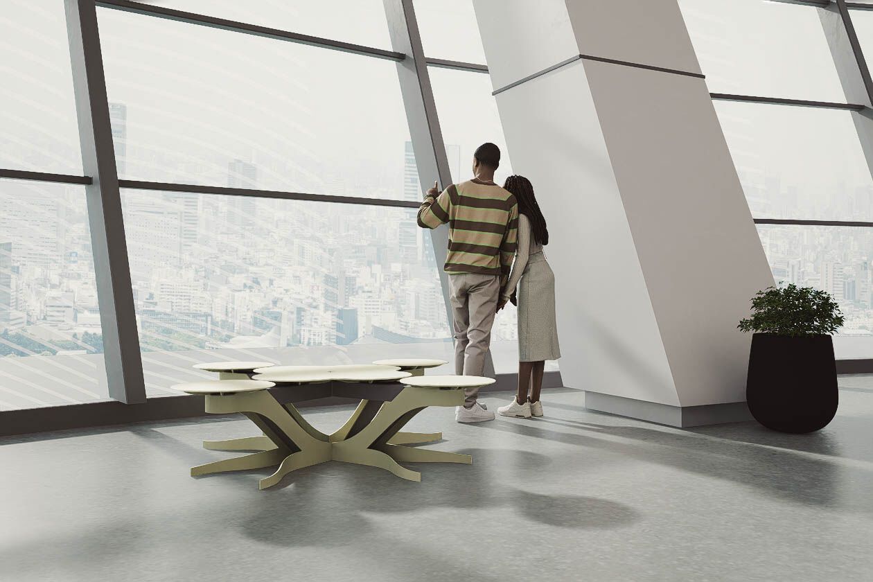 Модульная стальная скамья с порошковым покрытием на стержне CITYSì плющ ARCH-00144453 - Вид №4