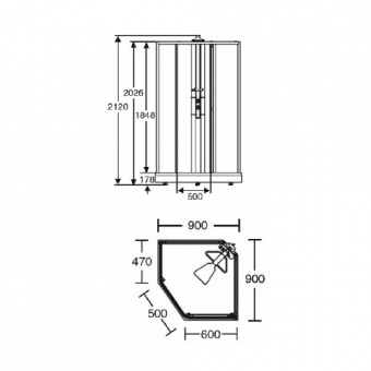 Задняя стенка душевой кабины 90x90 Ido Showerama 8-5 4985022991 белый профиль+ прозрачное стекло Santreyd  - Вид №2