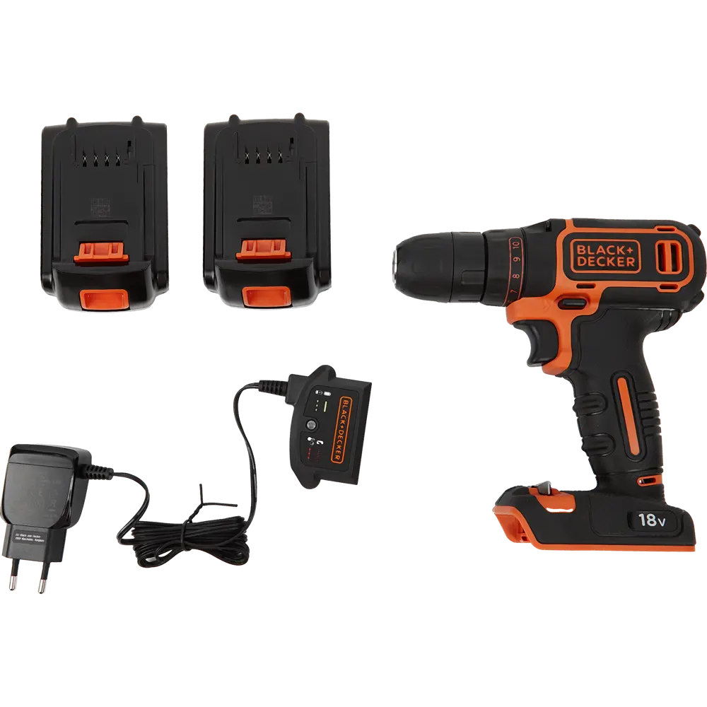 Дрель-шуруповёрт Black&Decker BDCDC18KB-QW, 18В Li-Ion 2x1.5Ач 19335491 STLM-2003175 BLACK + DECKER  - Вид №4