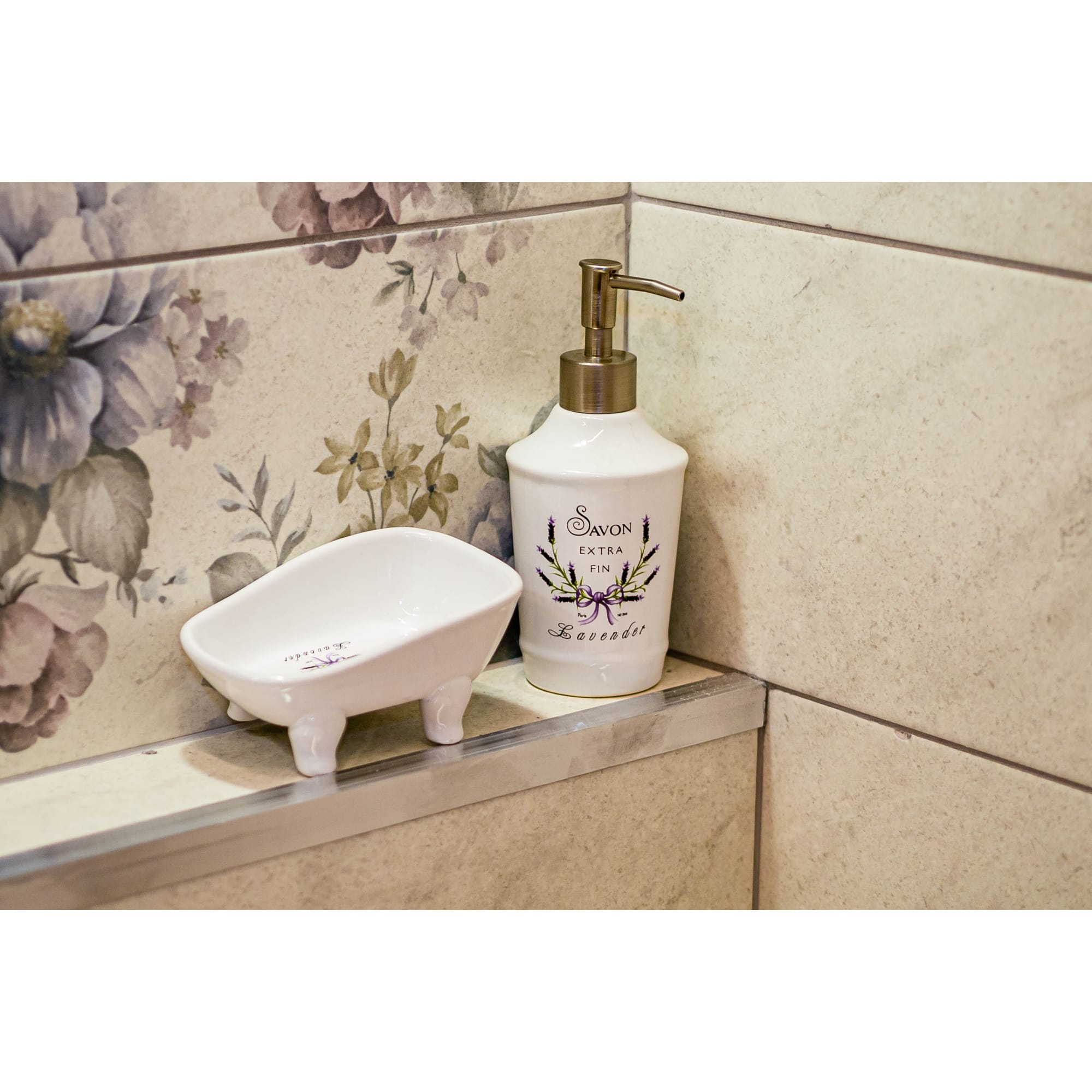 15900562 Дозатор для жидкого мыла настольный «» керамика цвет белый Lavender Santreyd  - Вид №1