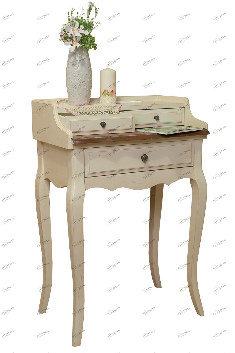 Письменный стол-бюро белый с ящиками и гнутыми ножками Belveder ДОМАШНЯЯ ОБСТАНОВКА ПИСЬМЕННЫЕ СТОЛЫ BELVEDER 115724 Бежевый Santreyd 