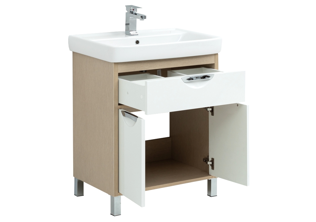Мебель для ванной Aquanet Гретта 70 New светлый дуб (1 ящик, 2 дверцы) 00239430 - Вид №2