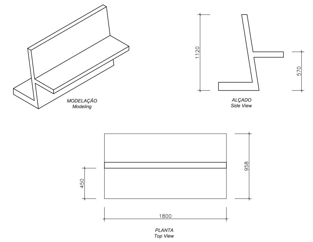 Бетонная скамья со спинкой amop Góis ARCH-00105398 - Вид №1