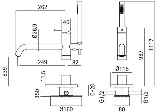 Quadrodesign Смеситель для ванны напольный Source sun-id-1425220 - Вид №1