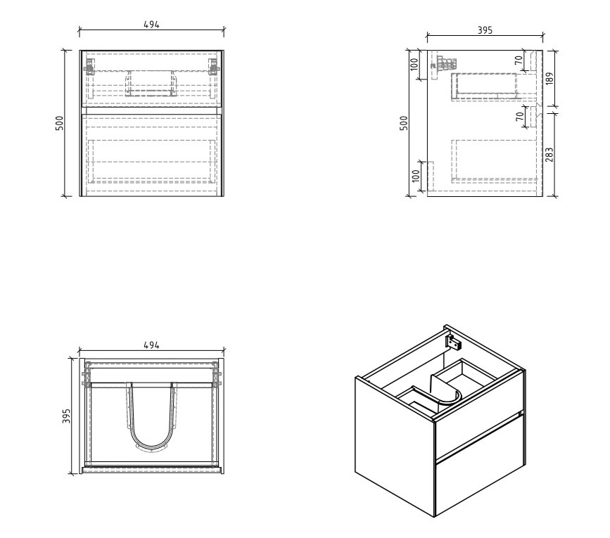 Мебель для ванной BelBagno PIETRA MINI-500AS-BL  - Вид №2