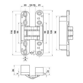 Петля скрытого монтажа Otlav INVISACTA 232 LK01-93
