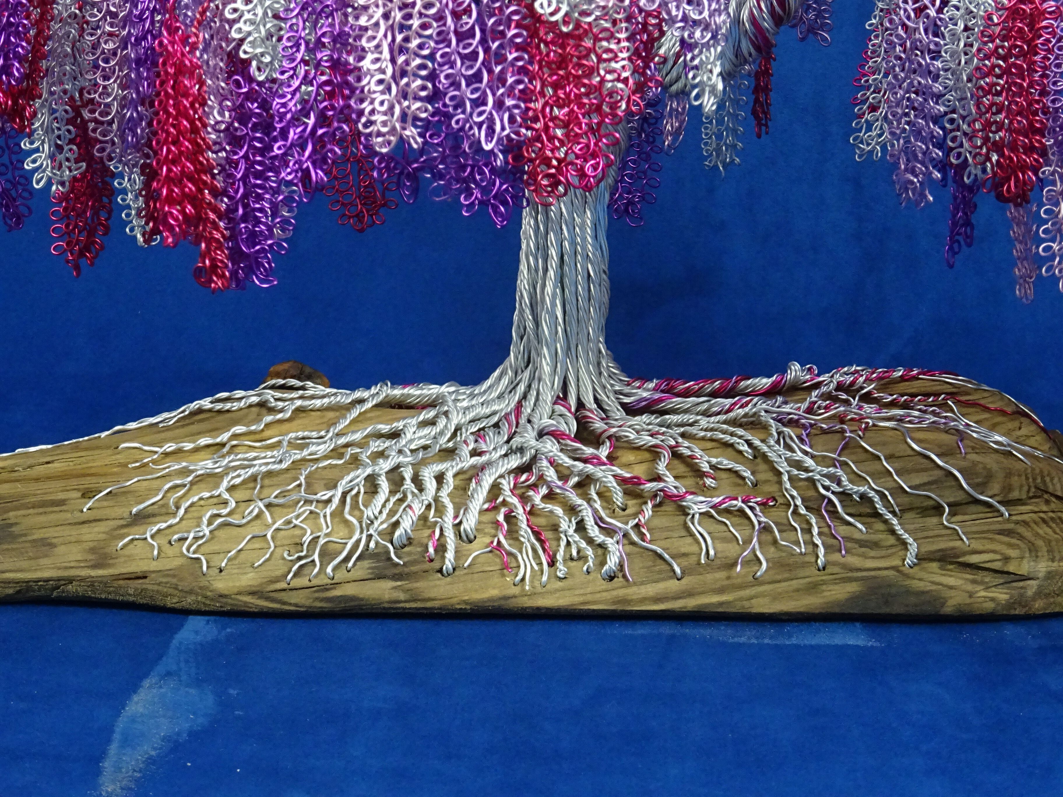 Скульптура из алюминия и оливкового дерева Mosche Bianche Zen Bonsai ARCH-00005033