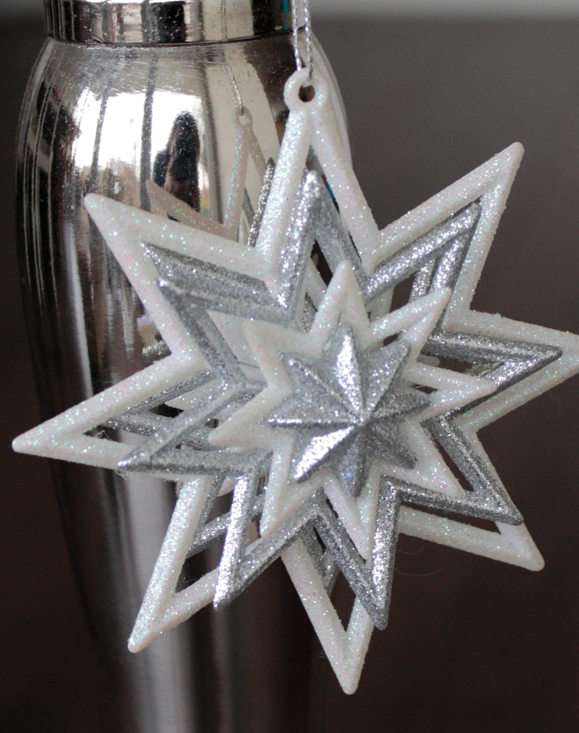 1301 796 a2 Декоративная звезда, акрил, с блестками, 2 шт., Ø 11 см, бело-серебристый H-andreas 