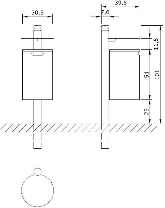 Euroform W Урна для мусора из металла для улицы Fritz 218  - Вид №3
