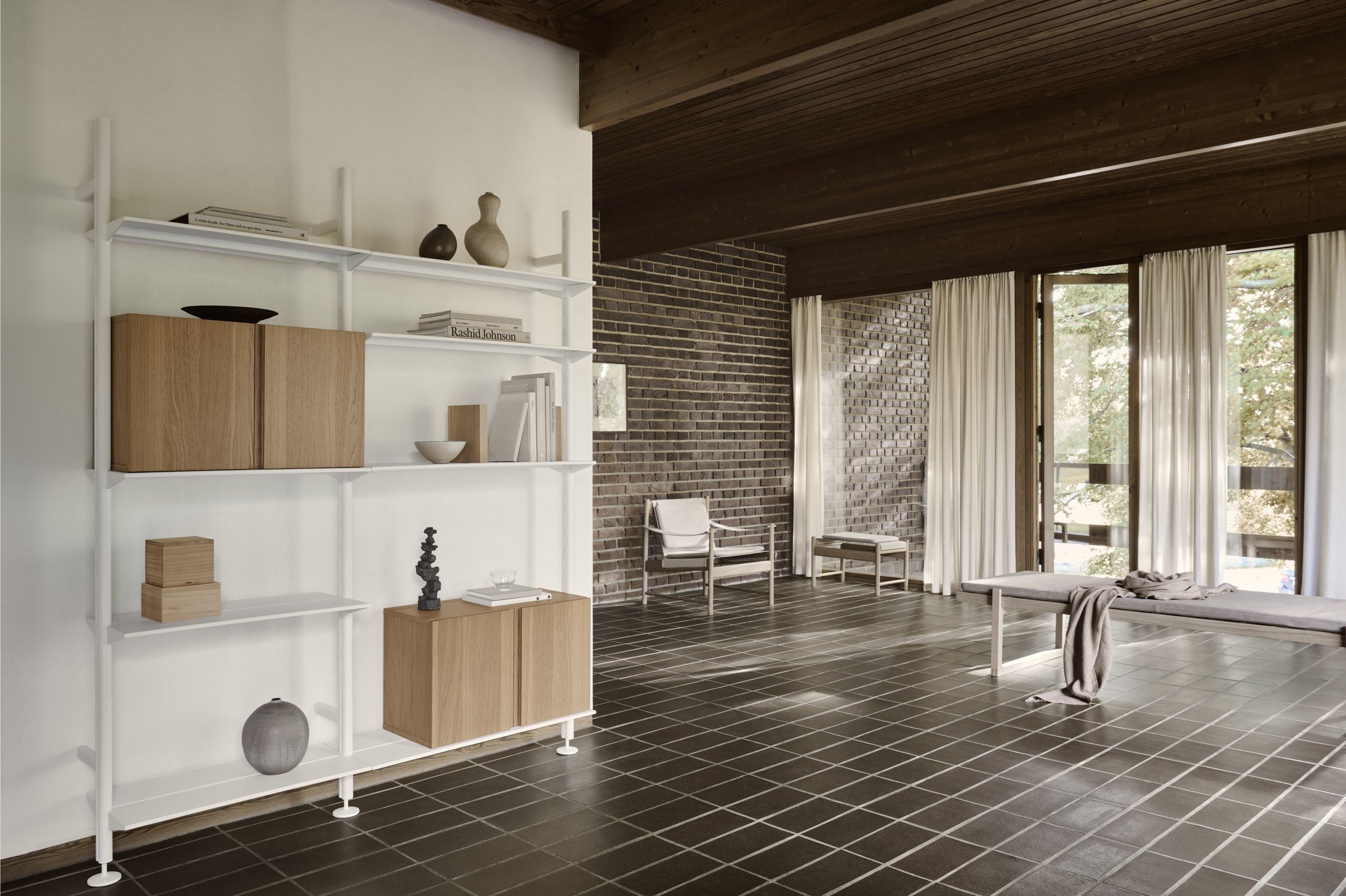 Настенный книжный шкаф из алюминия и дерева String Furniture Pira ARCH-00137952 - Вид №4