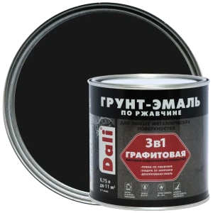 Грунт-эмаль по ржавчине 3 в 1 Dali графитовая цвет черный 0.75 л