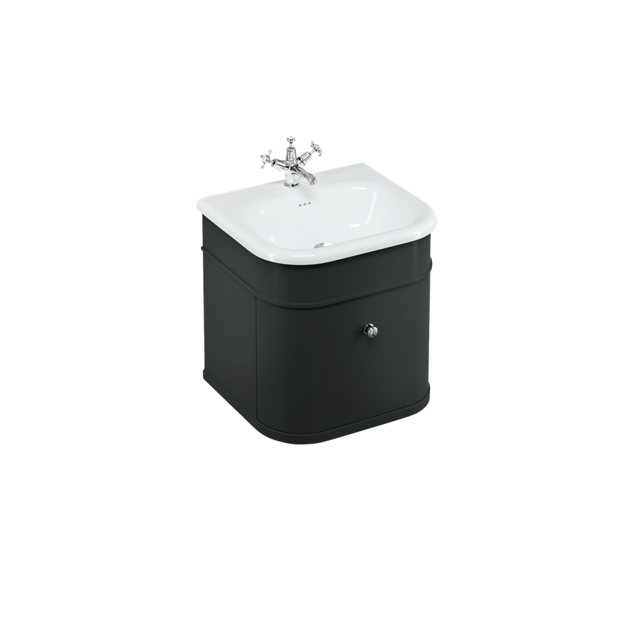 Burlington Chalfont Chalfont 550mm Одинарный выдвижной ящик - матовый черный с хромированными ножками CH55MB-CHLEGCHR  - Вид №4