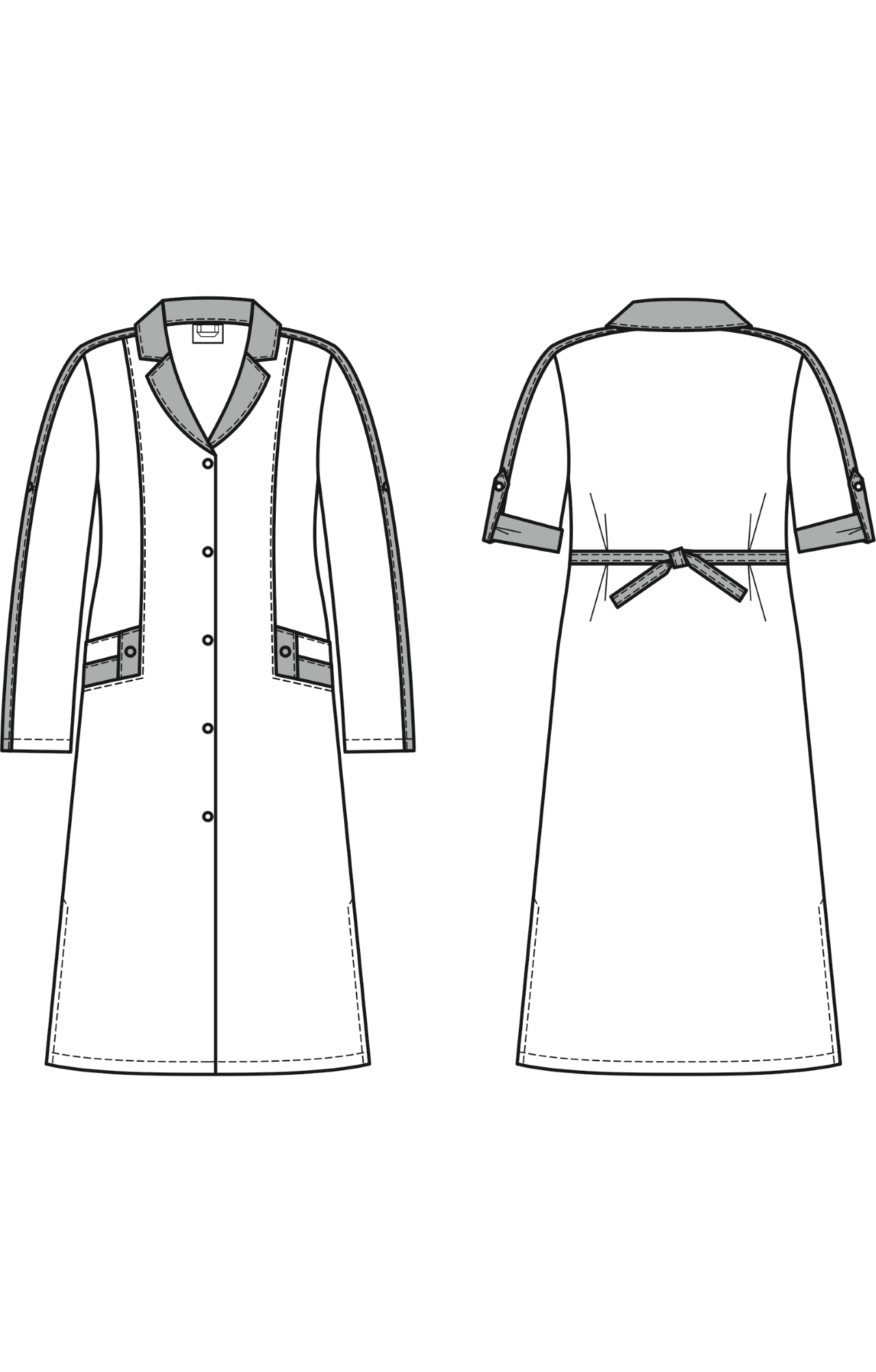 62834 Халат "Радуга NEW" длинный рукав голубой василек  Одежда для обслуживающего персонала  размер 46 Спецодежда  - Вид №2