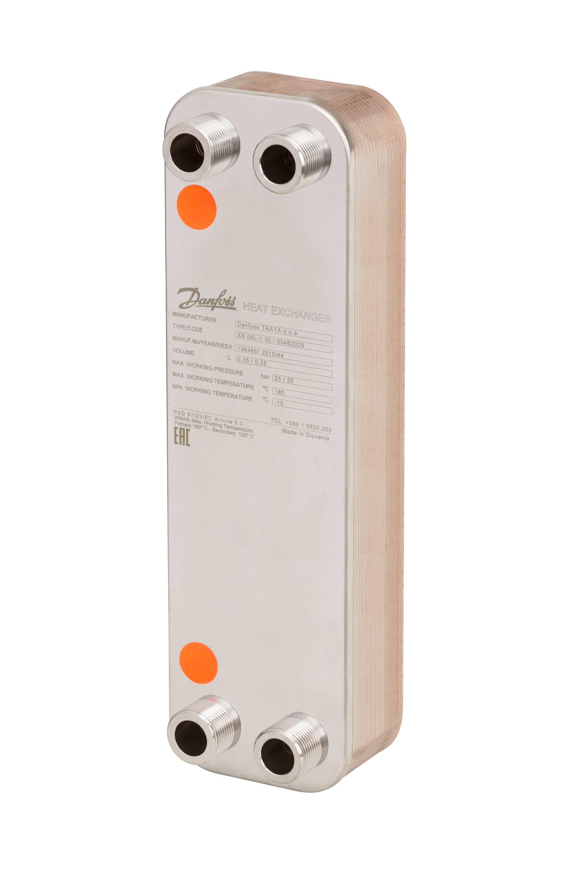 Danfoss Паяный пластинчатый теплообменник серии XB06 XB 06H-1 10 G 3/4Ax20mm 004B2037  - Вид №12