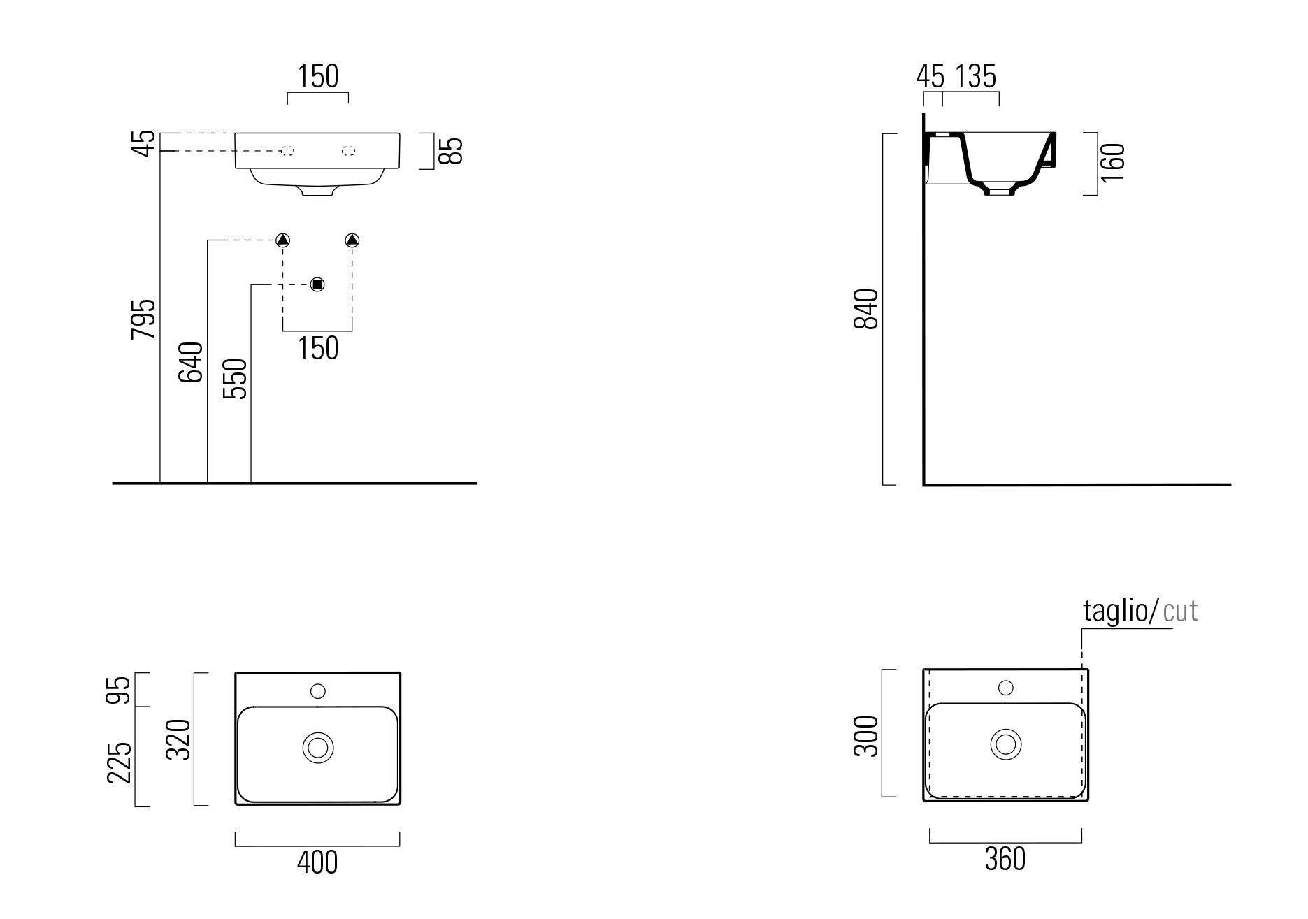 Керамическая прямоугольная подвесная встраиваемая раковина GSI ceramica Color Elements ARCH-00035552 - Вид №10