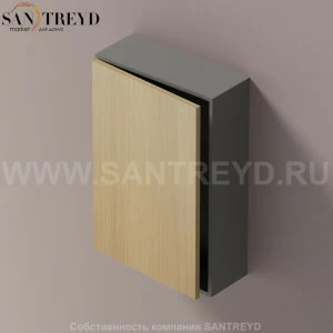 LIFT Модульный шкаф 60 см с левой дверью на доводчиках. Модули могут располагаться горизонтально и вертикально. Отделка: темно-серая краска и натуральный дуб. AMOB051RTLGSX