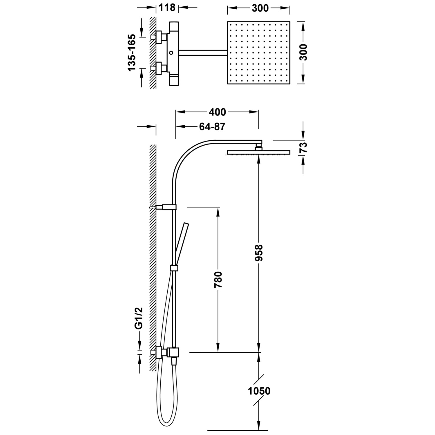 Двухходовой настенный термостатический смеситель для душа TRESMOSTATIC-107395 TRES Thermostatic - Вид №1