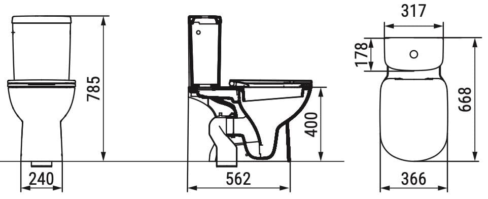 Пол керамический моноблочный туалет Ceramica Dolomite Gemma2 ARCH-00149596 - Вид №2