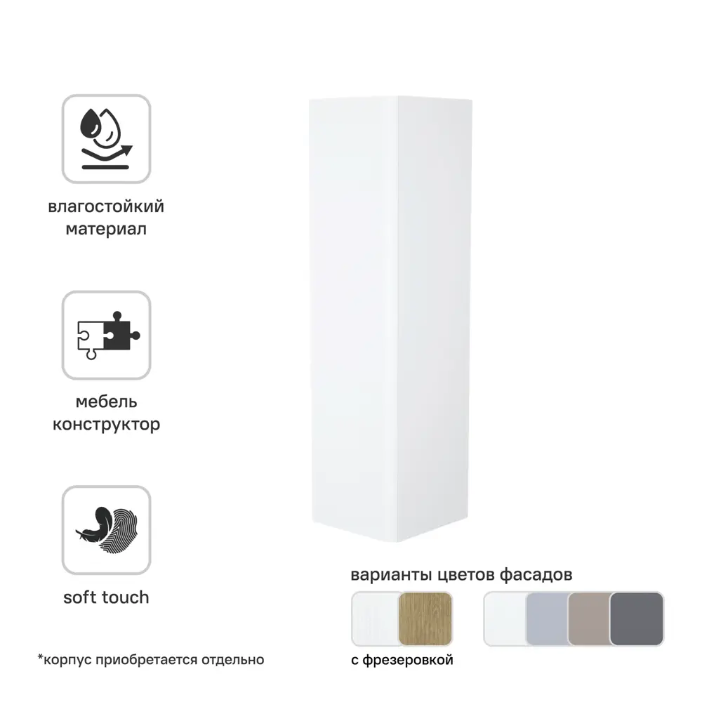 Фасад для пенала подвесного Iddis Lahta 30 см LAH30W0i89 МДФ цвет белый STLM-2006360