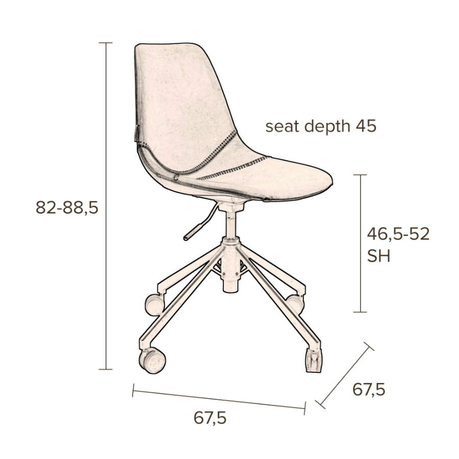Кресло офисное Franky, коричневое Dutchbone 1300008 - Вид №13