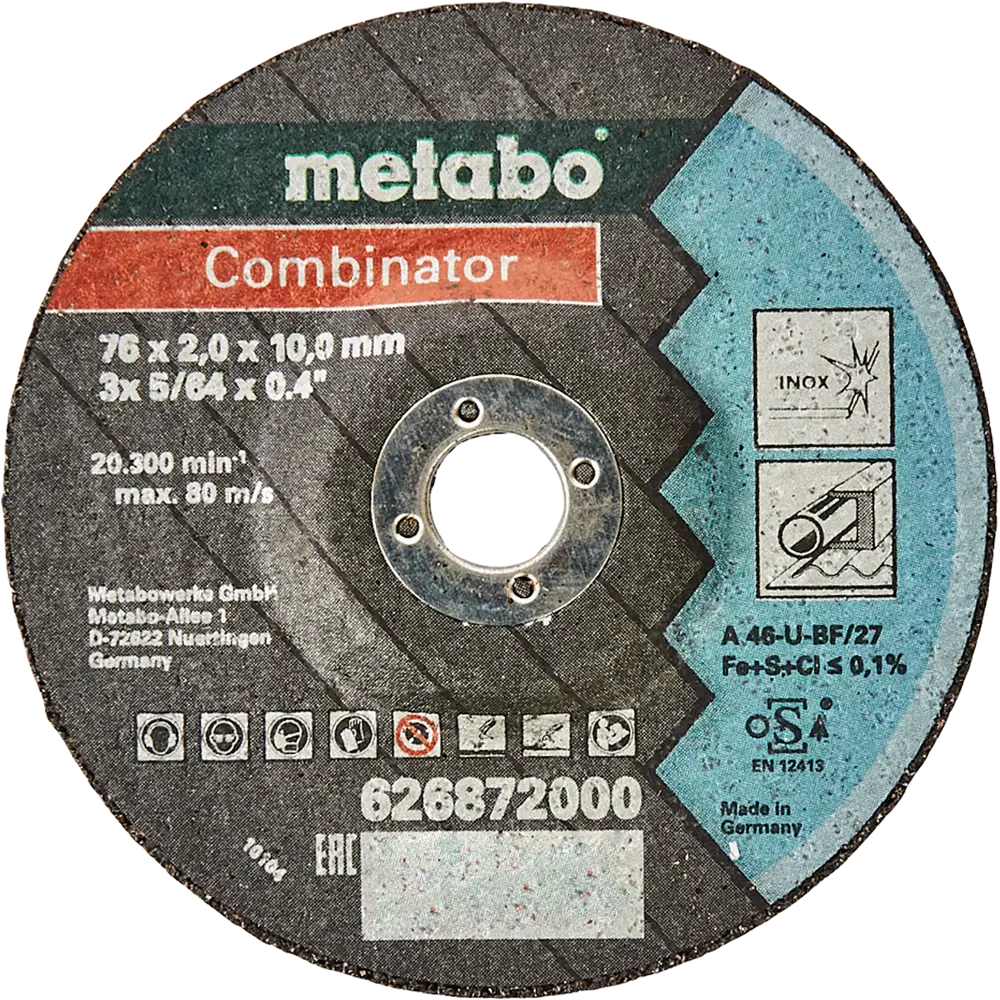 Диск отрезной по металлу тип 42 Metabo Combinator 626872000 76x10x2 мм, 3 шт. 88111054 STLM-2202948 
