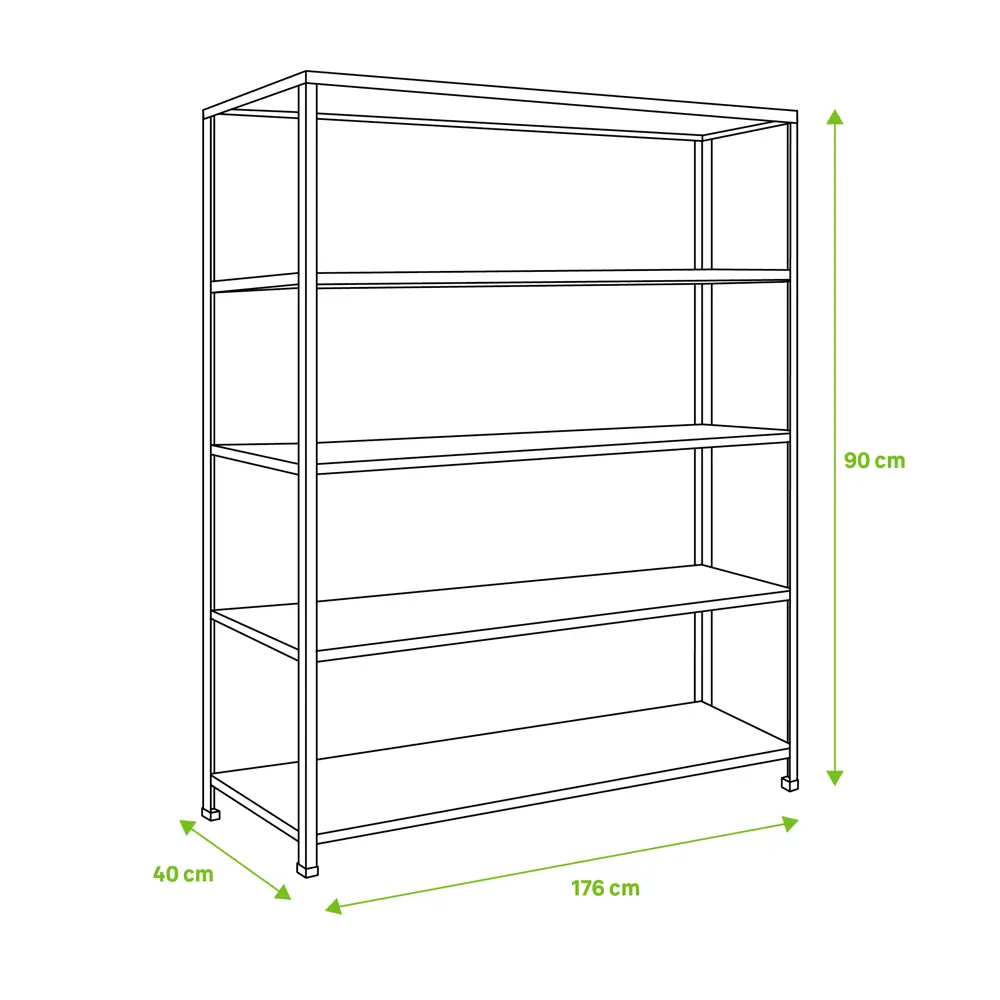 Стеллаж металлический Spaceo 176x90x40 см, 175 кг, цвет серый STLM-2198858 - Вид №8