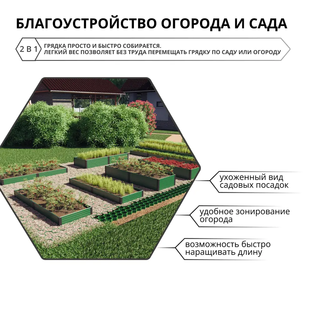 Грядка садовая Gidrolica 207x74x16 см цвет зеленый 89448383 STLM-2003591 Santreyd  - Вид №2