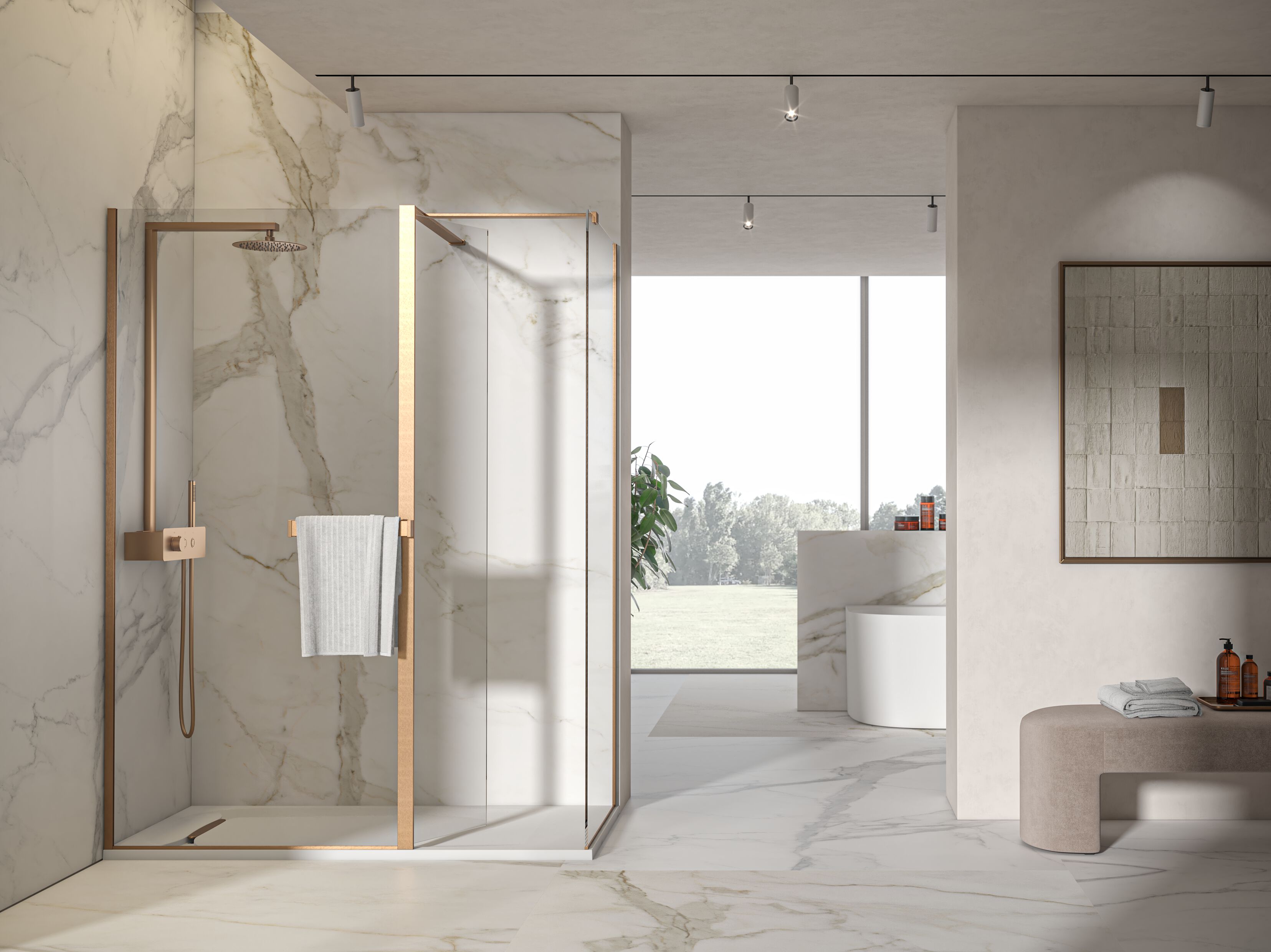 Угловой душ из закаленного стекла Kinedo Pure Alu-8 Walk-in ARCH-00014820