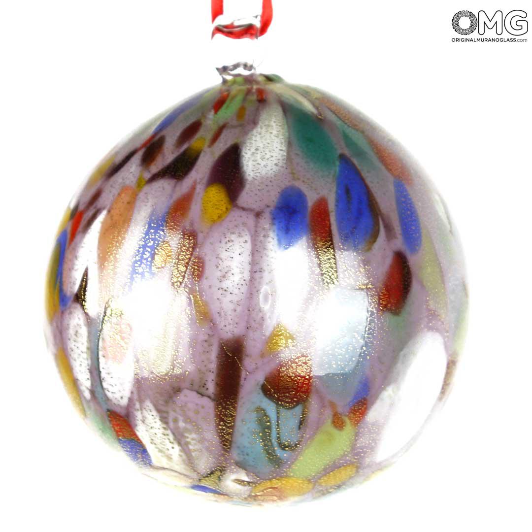1955 ORIGINALMURANOGLASS Сиреневый Ёлочный шар в крапинку Dot Fantasy - муранское стекло OMG  см  - Вид №1