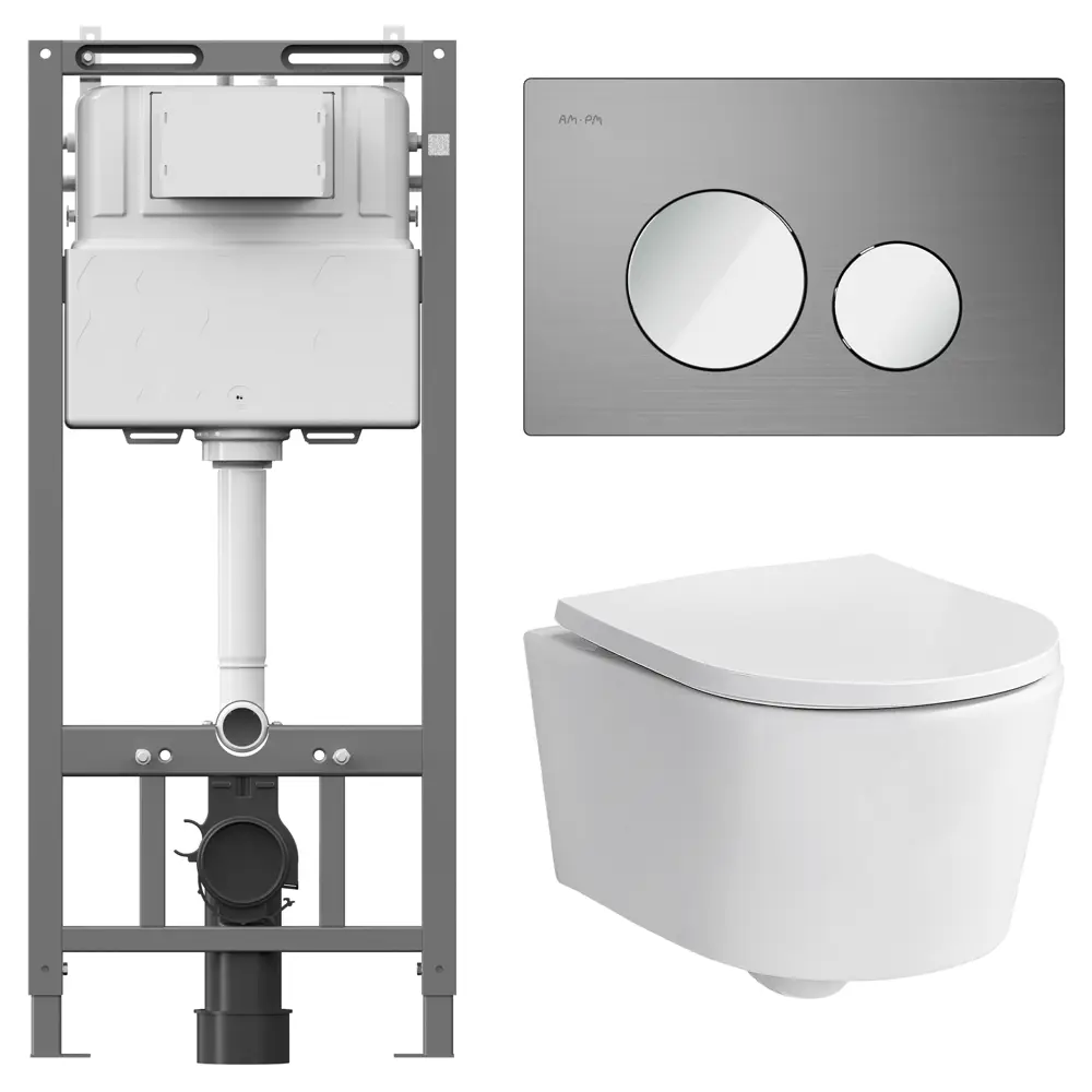 Комплект инсталляции AM.PM Tech с безободковым унитазом Sensea Neo клавиша AM.PM Tech L хром STLM-2180231