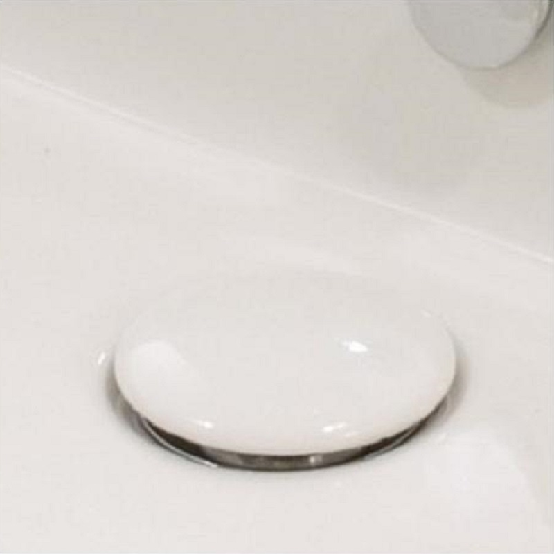 PIL006.09 Донный клапан для раковины Alice Ceramica проточный с керамической накладкой Белый матовый  - Вид №1