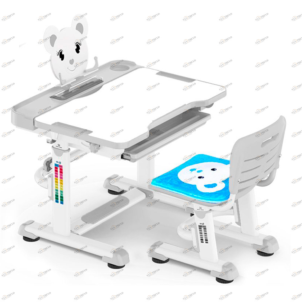 Растущая парта и стул Teddy grey белая, серая MEALUX EVO  336155 Белый;серый Santreyd 