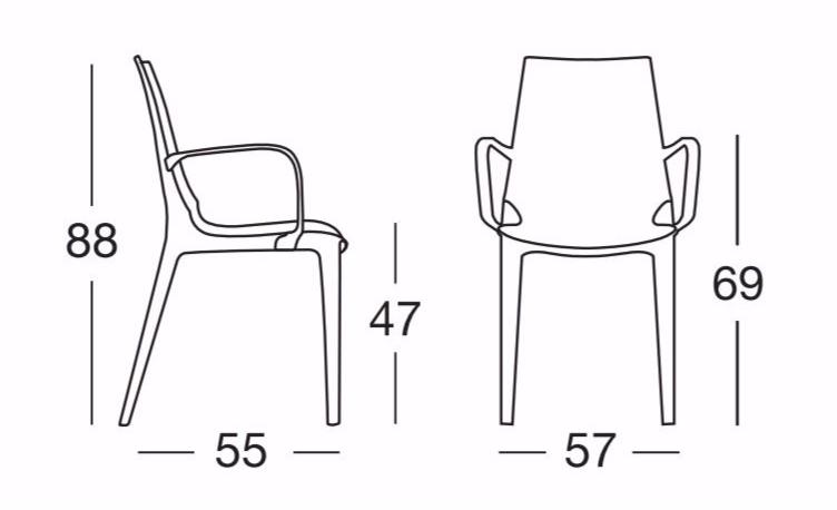 SCAB DESIGN Штабелируемый стул из поликарбоната с подлокотниками Vanity sun-id-1505527 - Вид №3