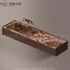 Agape DR Раковина столешница 180 см, с 3-мя выдвижными ящиками. Отделка: темная бронза и коричневый мрамор ADRP18SBREDBR