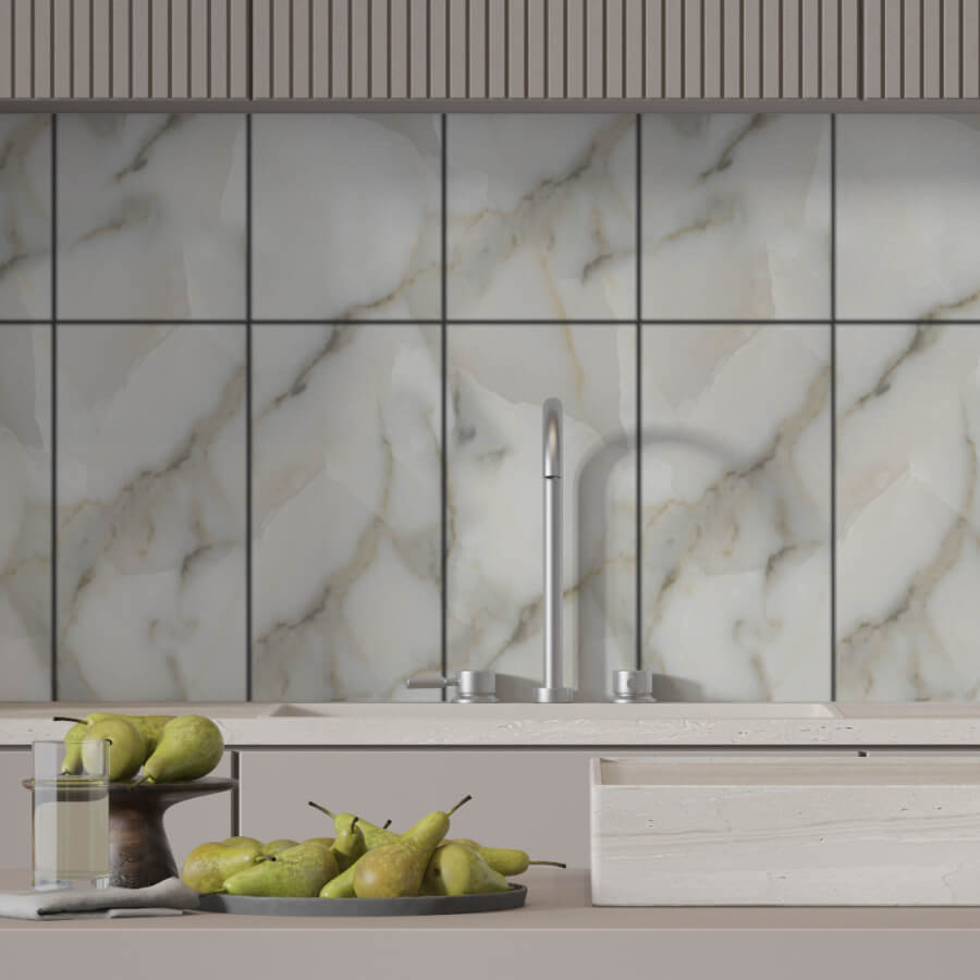 Панель SPC глянец Stella Kerama Мрамор браунтейн 560*280*2,5мм (8 шт в упак) АКВАТОН STSR-305 - Вид №6