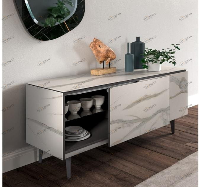 Ozzio Italia Комод из маргласа с раздвижными дверцами  X308 