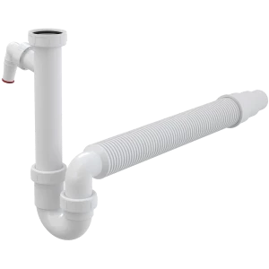 Сифон трубчатый с накидной гайкой 6/4" со штуцером и гофрой