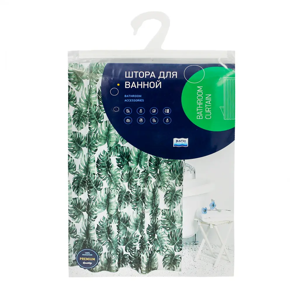 Штора для ванны Bath Plus Jungle Palm 180x200 см полиэстер цвет бело-зелёный 84738084 STLM-2203111 CHARME GREEN - Вид №4