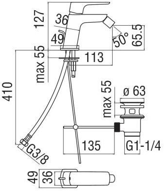 Nobili Rubinetterie Смеситель для биде, устанавливаемый на столешнице, с регулируемым изливом Acquaviva Vv103119/1cr - Вид №1