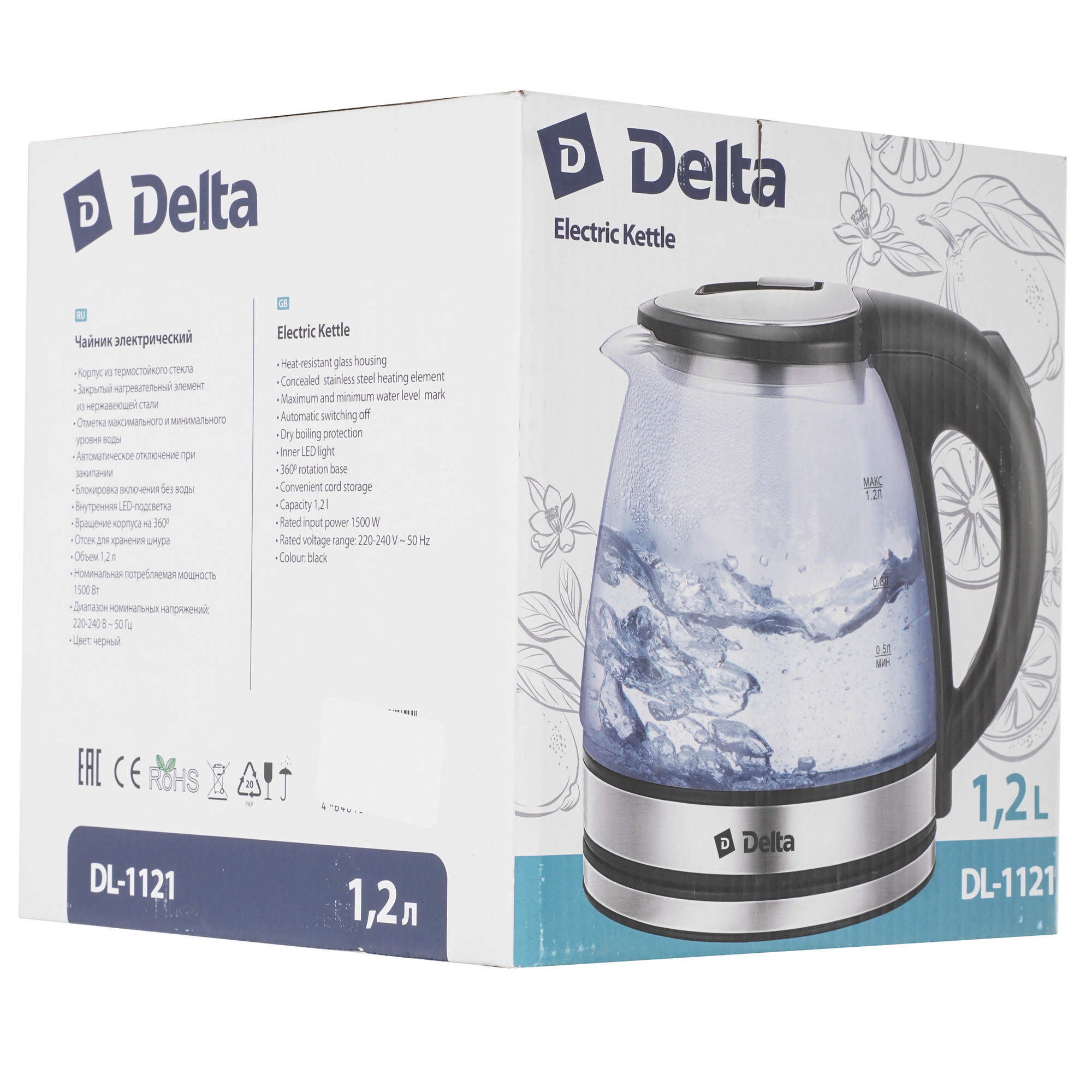 9233365 Электрочайник DELTA DL-1121 черный STDN-0023910 - Вид №7