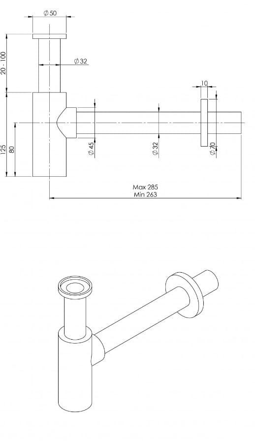 Сифон из нержавеющей стали для умывальника LUSSO Urban ARCH-00116163 - Вид №5