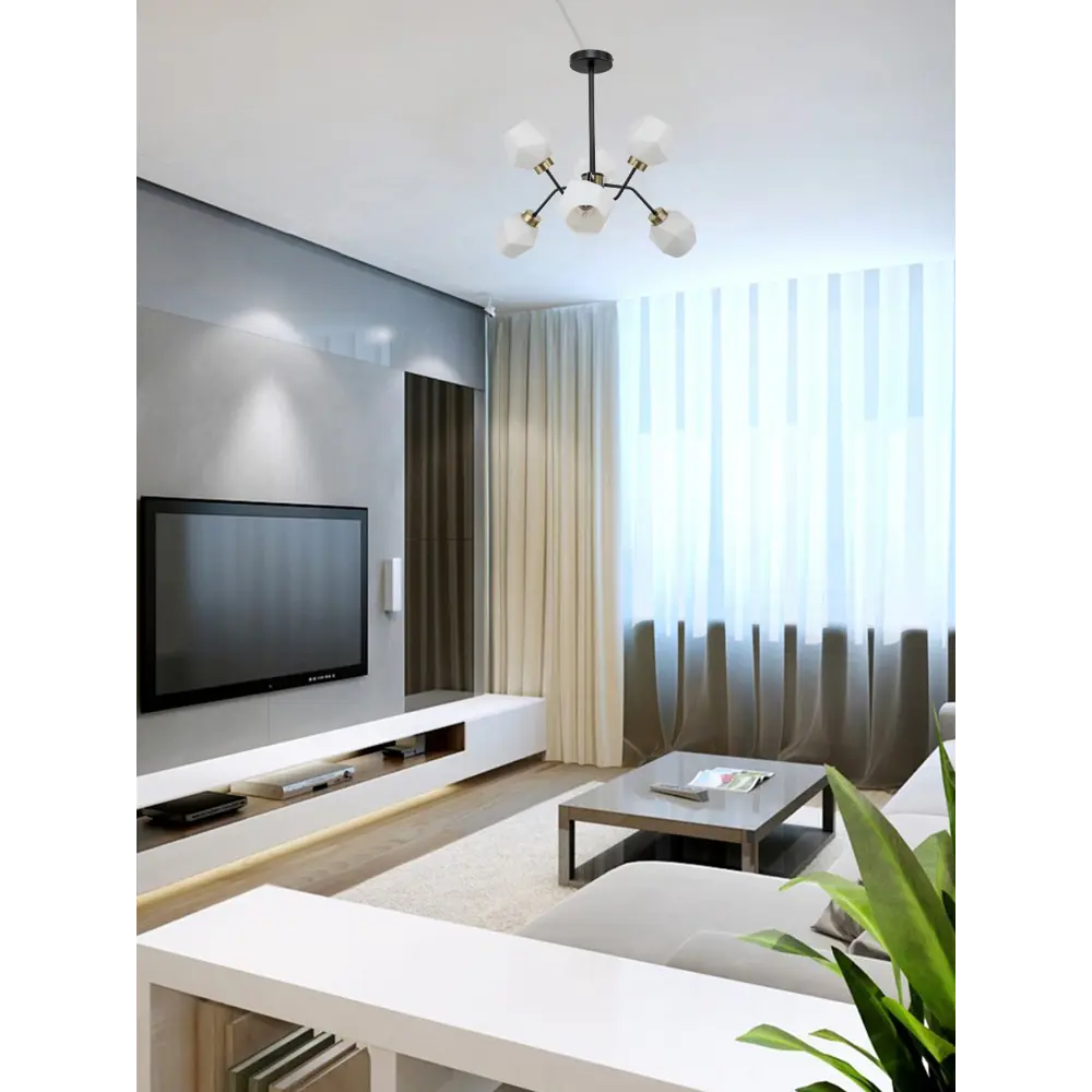 Люстра на штанге Lamplandia Geometry L1433, 6 ламп, 20 м², цвет черный STLM-2021432 - Вид №10