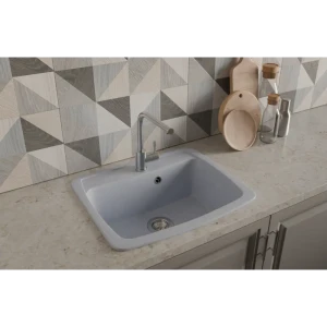 Мойка для кухни врезная Эко-М М-03 60.5x51 см глубина чаши 20 см мрамор цвет серебро