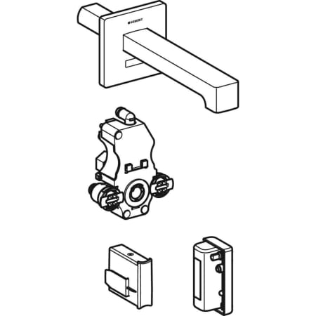 116.276.21.1 Смеситель для раковины Geberit Brenta, настенный монтаж, питание от генератора, с функциональным блоком для скрытого монтажа Geberit  - Вид №1