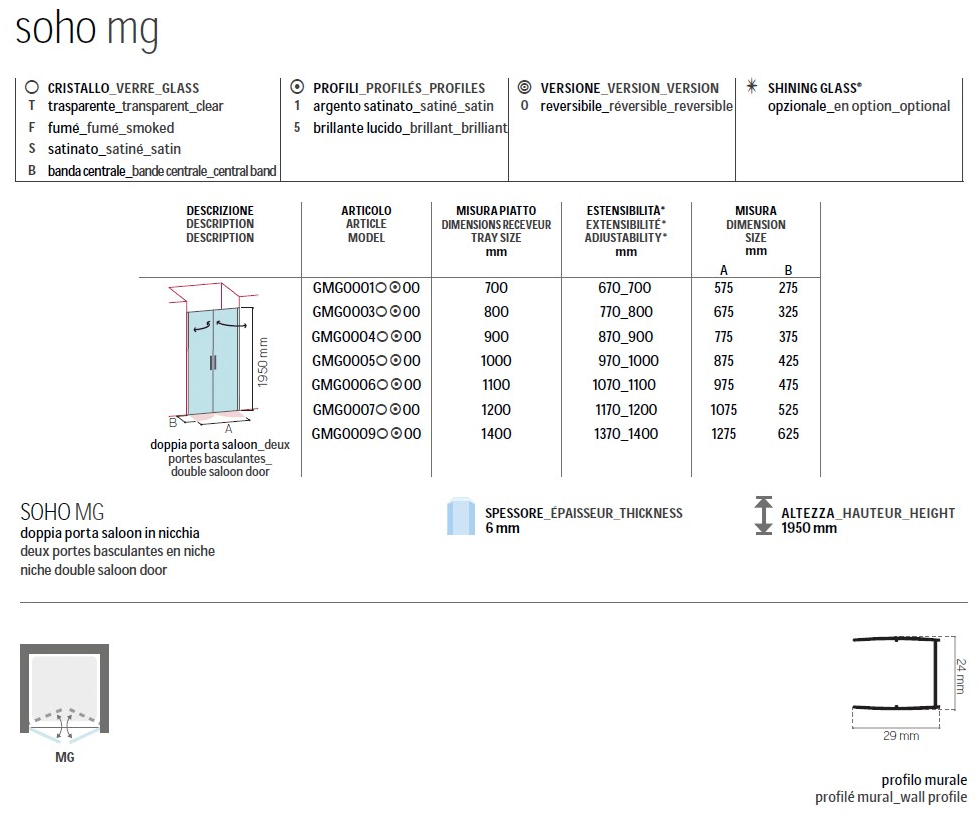 Glass1989 Душевая кабина ниша с распашной дверцей Showering sun-id-1384813 - Вид №1
