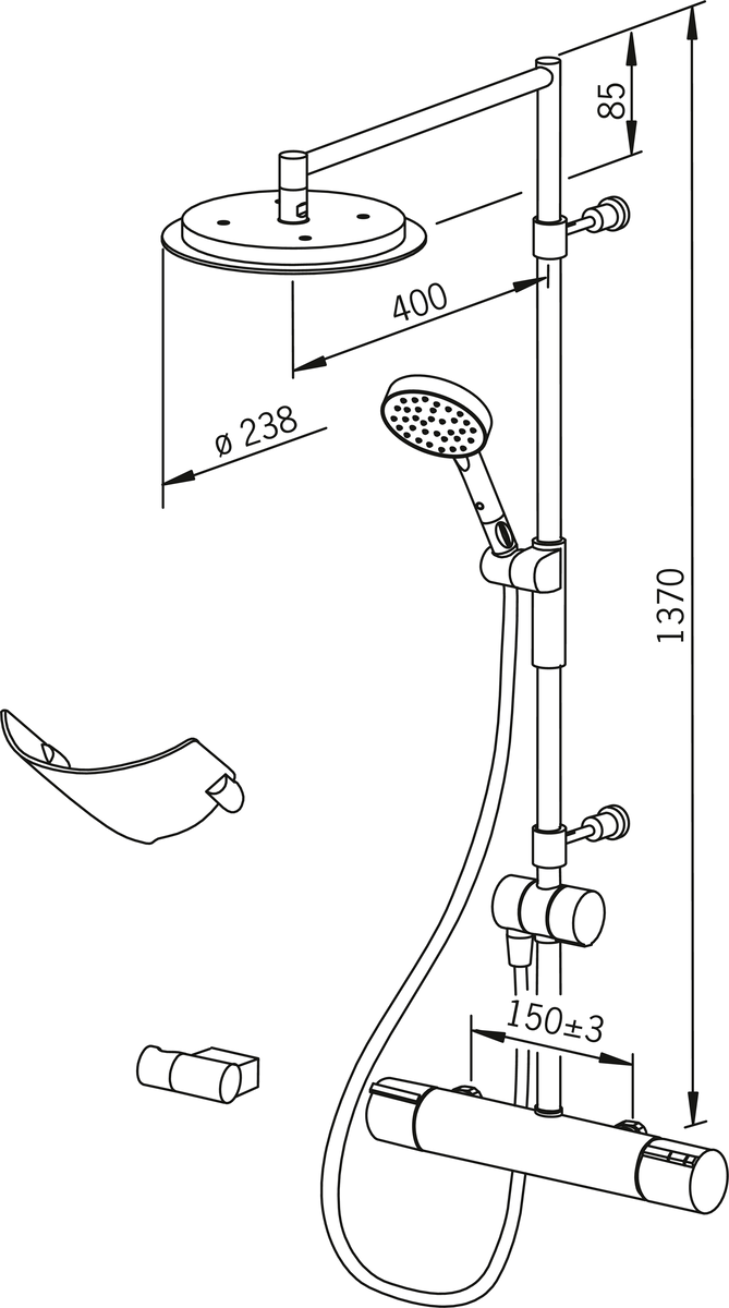 Oras 2892 Смеситель с верхним душем rain shower 2892 Cubista Хром  - Вид №3