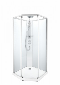 558.305.00.2 IDO Showerama 10-5 900x800 Pentagon Comfort, IDO Showerama bakglas пятиугольник, vita profiler / klart glas, 900x800 мм