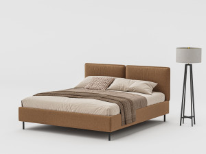 Двуспальная кровать с мягким изголовьем