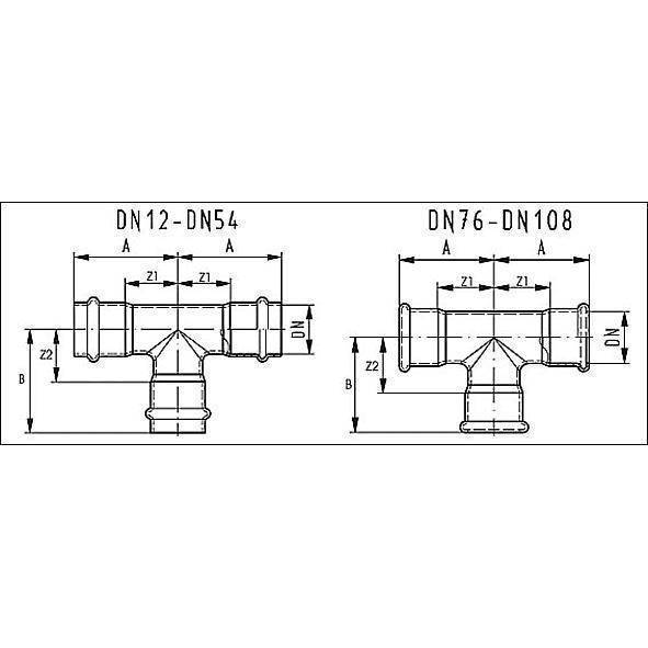617130897689 SANHA 17130 пр.-фит. газ, нерж.сталь, тройник ВПр 88,9x76,1x88,9 мм  - Вид №1
